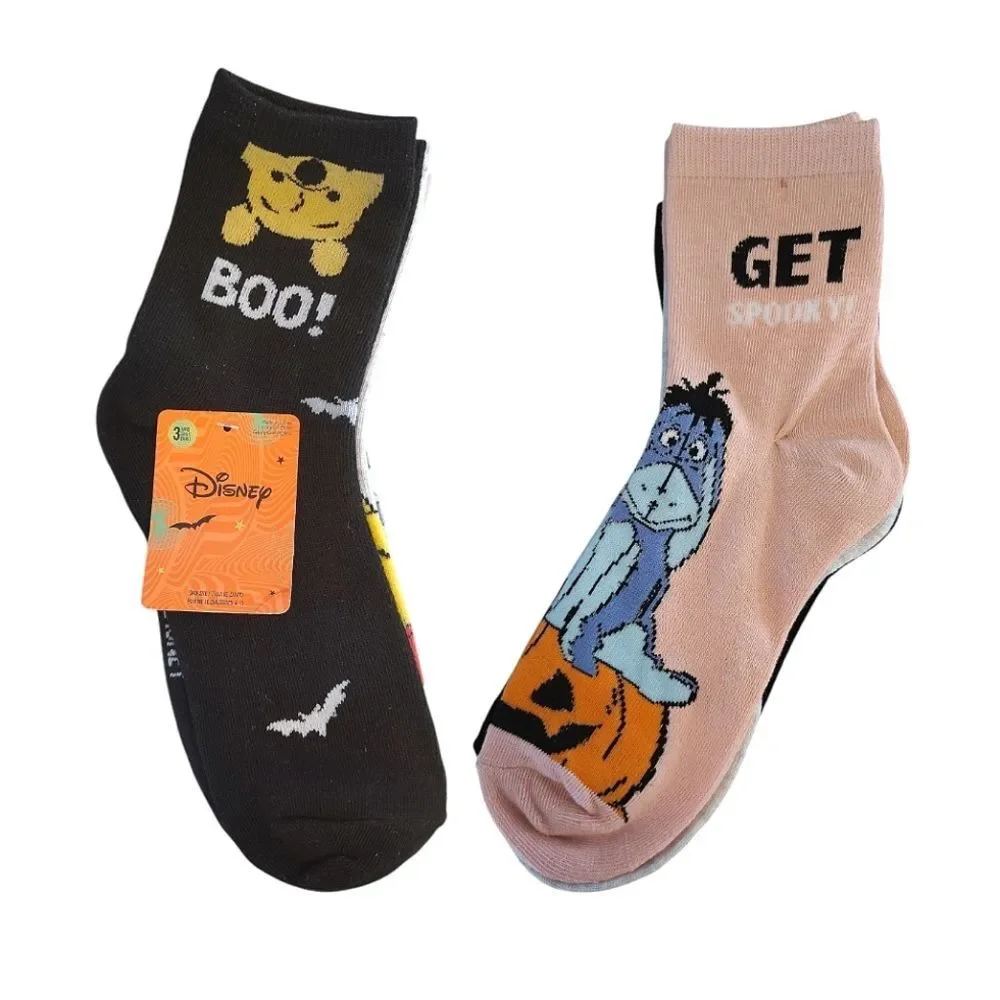 Disney Winnie The Pooh Halloween 3 Pack Crew Socks‎ NWT